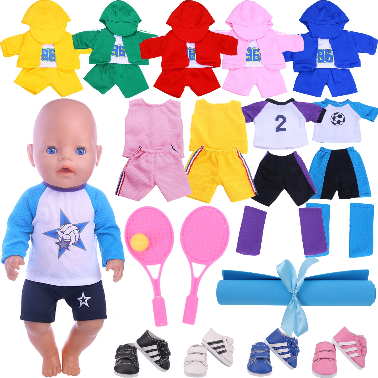 Doll Clothes Football Soccer Sneakers Shoes For 18 Inch American&43CM Reborn Baby New Born Doll ,Girl's Russia Doll Gifts Toy