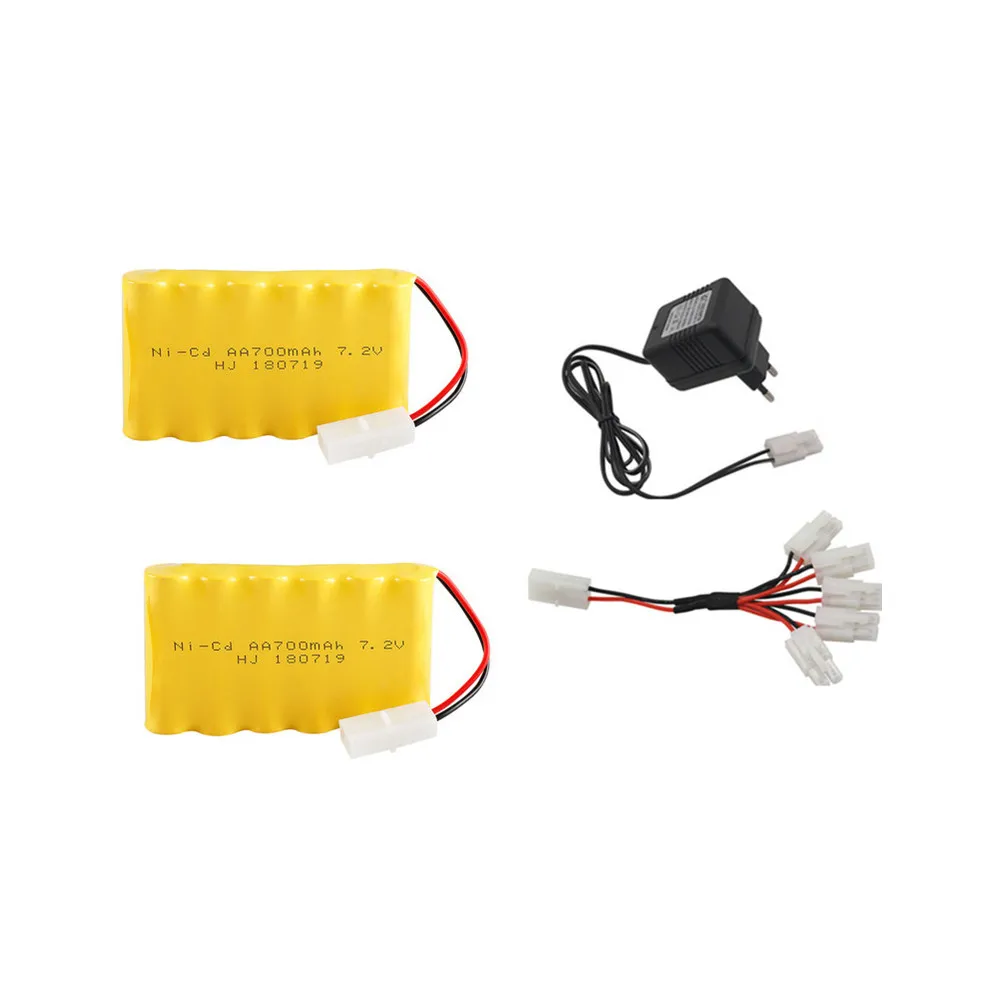 7.2v 700mah Ni-CD Battery + 7.2v Charger For Rc toy Car Boat parts NICD 72v Rechargeable Battery Pack for rc truck Train Gun