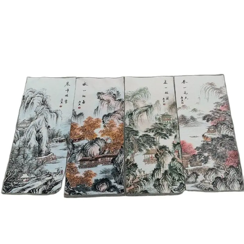 

China Four Screen Painting Thangka Embroidery Embroidered Silk Tapestry Embroidery Landscape Painting