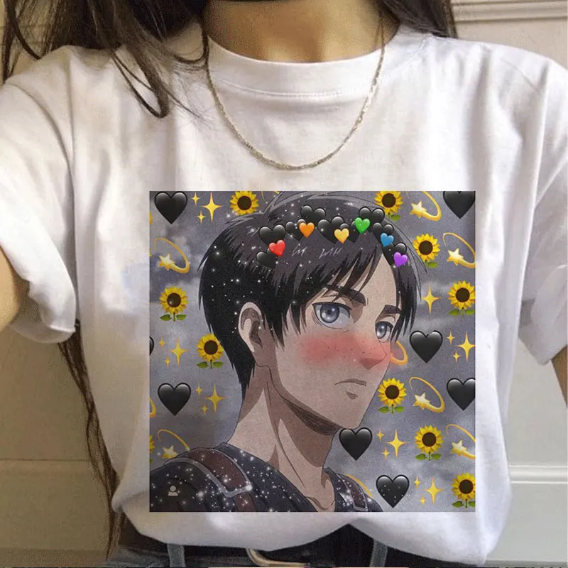 Japanese Anime Attack On Titan T Shirt Rival·Ackerman Eye Print Funny Punk Tops Ulzzang Harajuku Loose Gothic Women\'s T-shirt