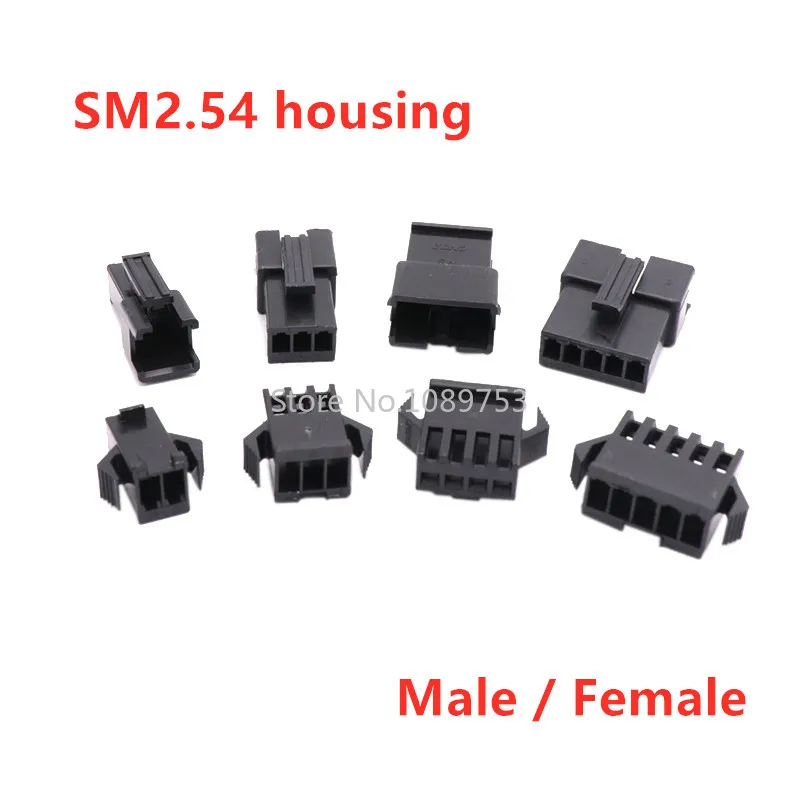 20PCS SM2.54 Housing Plug Connector 2/3/4/5/ 6Pin Pitch 2.54MM Male and Female Shell SM-2P SM-2R JST SM