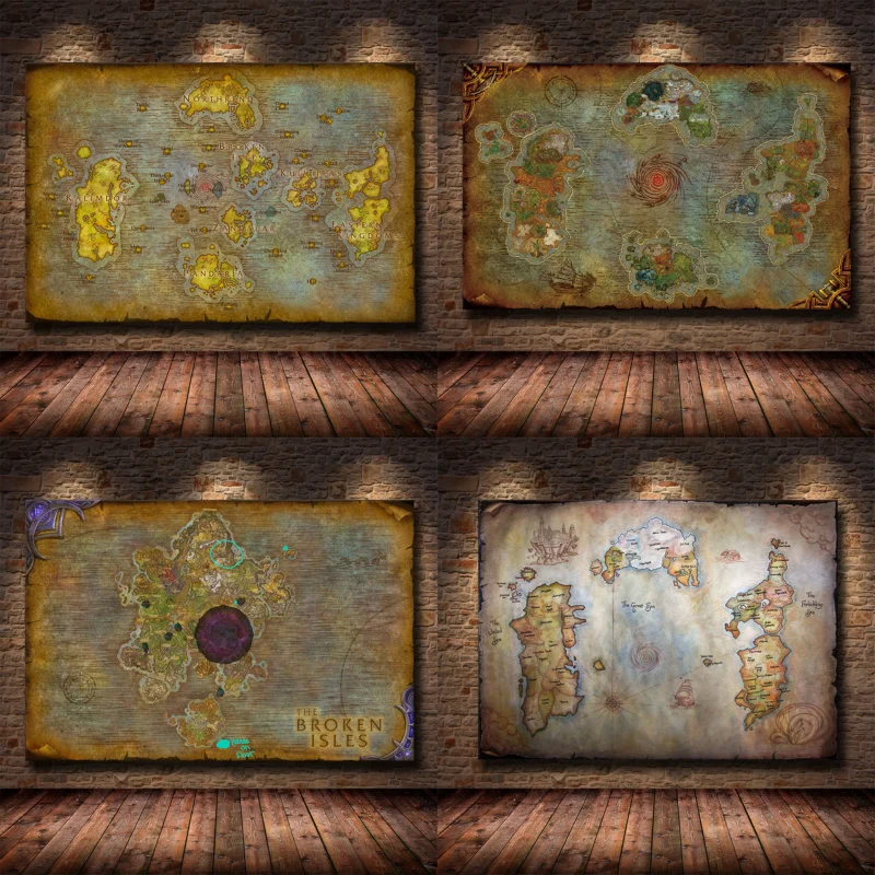 Classic Game Map World of Warcraft Canvas Painting Living Room Bedroom Decoration HD Print Painting Game Room Decoration