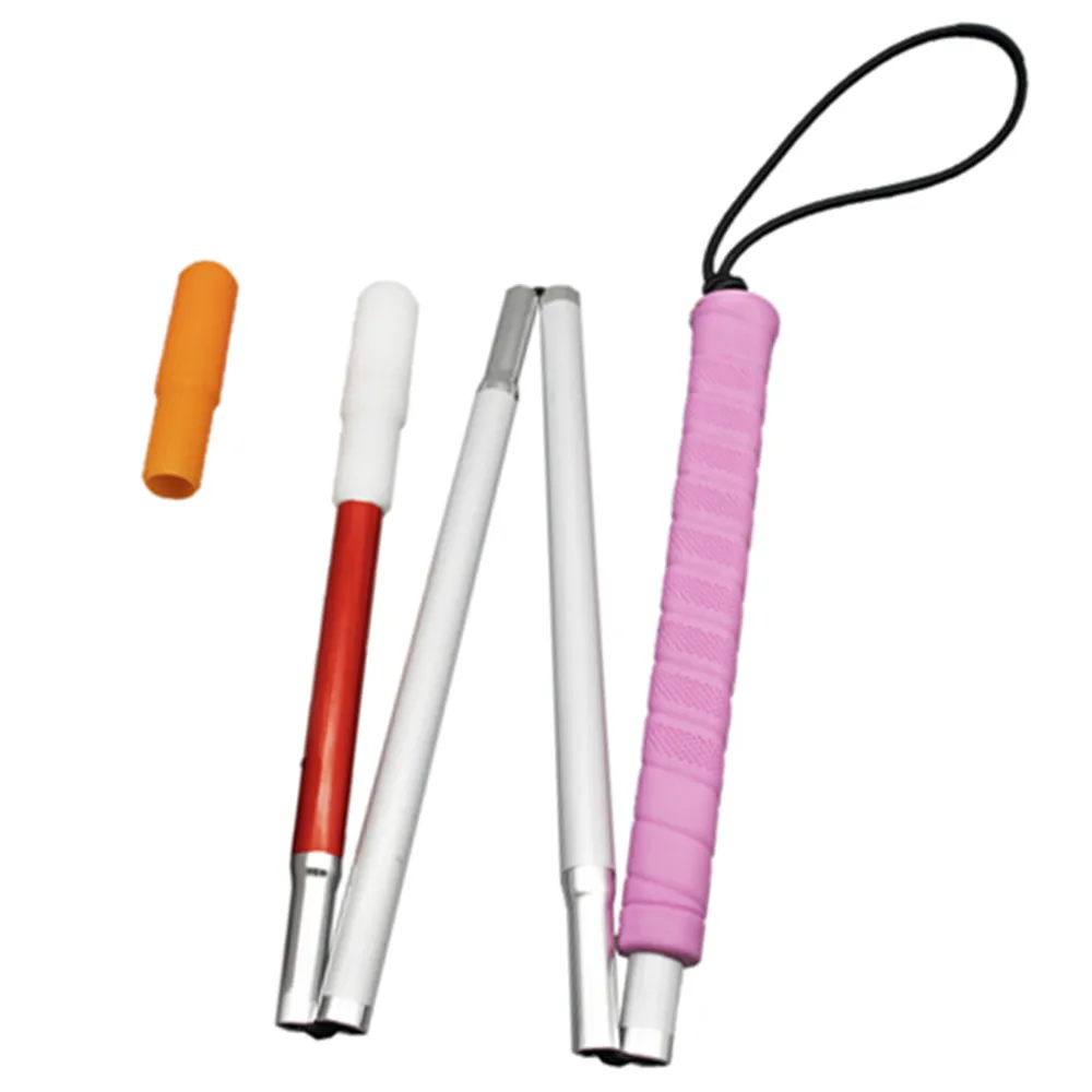 80cm / 90cm / 100cm  Aluminium Folding Blind Cane ,  White Cane ,Pink Handle, with 2 Tips,4PEA-PIK