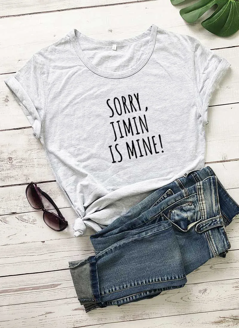 Casual Short Sleeve Letter Printed Tops quotr tshirts Sorry Jimin Mine Clothing T-Shirt Graphic Hipster Tee