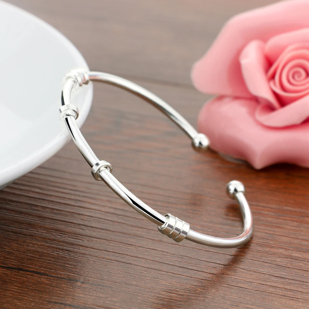 

Новый женский минималистичный однотонный серебряный открытый браслет из стерлингового серебра 925 пробы, ювелирный подарок для студентов, идеально подходит для дня рождения или юбилея