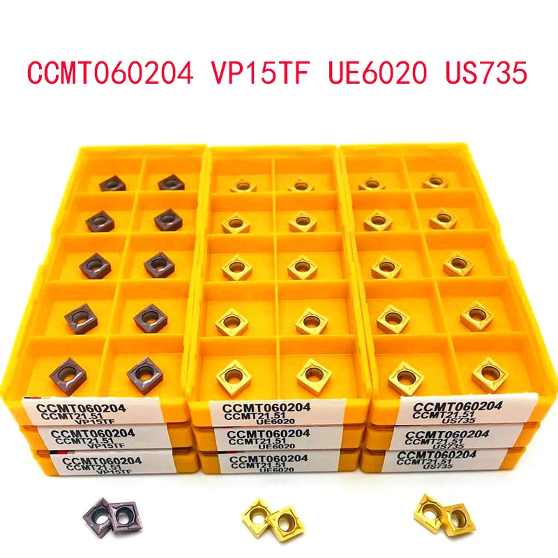 CCMT060204 CCMT09T304 CCMT09T308 VP15TF UE6020 US735 CNC กลึงภายในเครื่องมือคาร์ไบด์เครื่องกัดเครื่องมือเครื่องกลึงโลหะเครื่องมือ CCMT