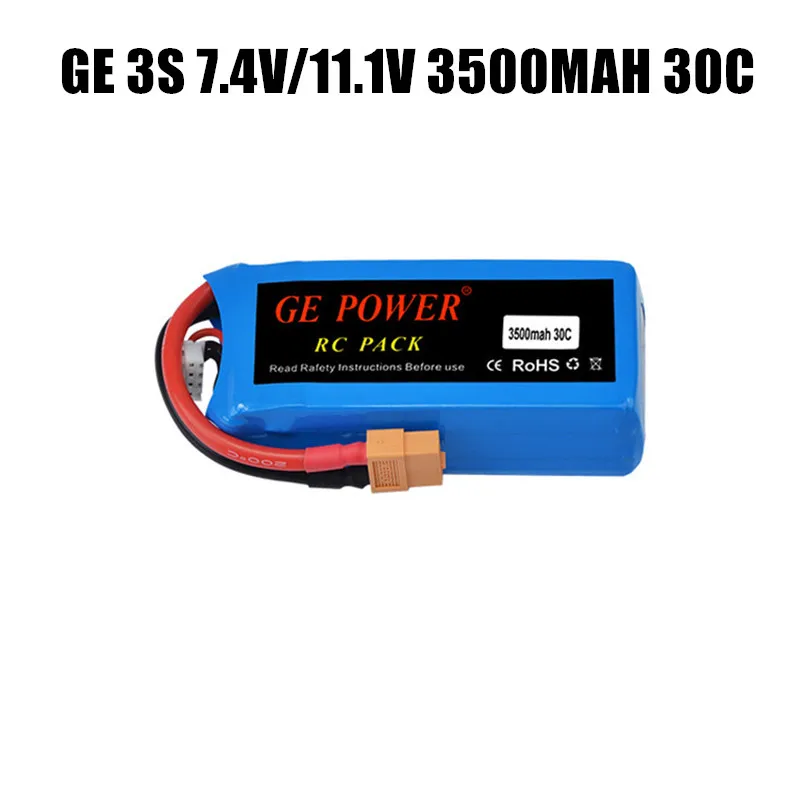 بطارية ليبو GE 2S 7.4 فولت 3500 مللي أمبير 3S 11.1 فولت 30C T Plug XT60 للتوصيل بطائرة RC بدون طيار كوادكوبتر قطع الغيار والإكسسوارات