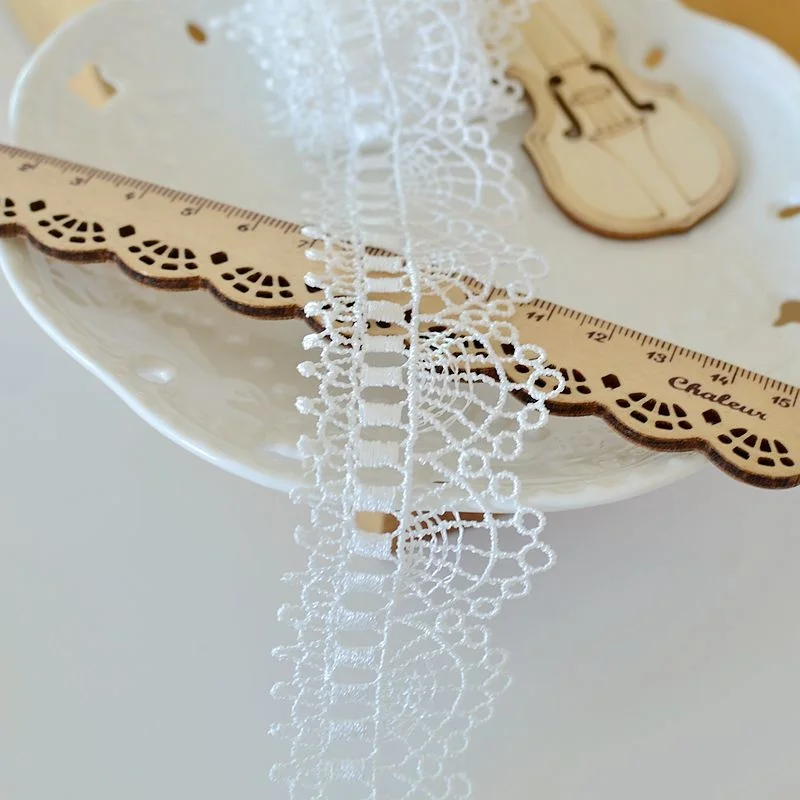 3.7CM Wide White Black Cotton Polyester Fine Embroidery Ribbon Lace Fringe Edge Trim Dress Collar Cuffs Curtain DIY Sewing Decor