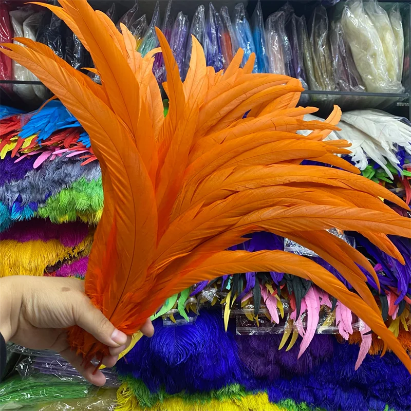 

50pcs/lot Hot Sale Rooster Tail Feathers Orange Christmas 16-18inches/40-45cm Jewelry Accessories Decoration Carnival