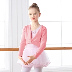 Girls Ballet Dance Sweater Wrap Ballet Crop Tops Teen Gymnastic Leotard Sweater Long Sleeve Pullover