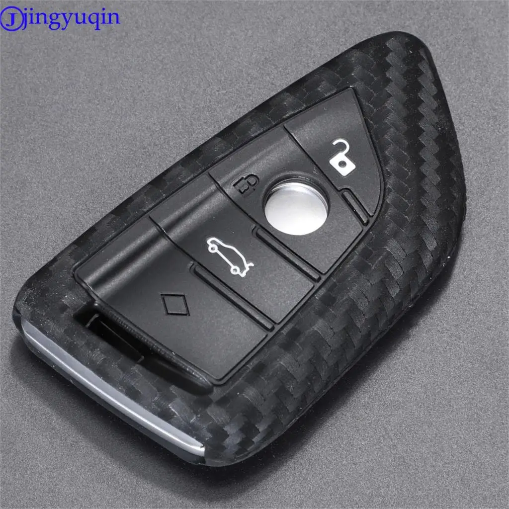 jingyuqin Key Case Cover Fibler Silicone For BMW X1 X3 X4 X5 X6 F15 F16 F48 G30 G38 525 540 740 1 2 5 7 Series 218i Case