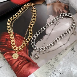 SUMENG New Fashion Vintage Multi-layer Coin Chain Choker Necklace For Women Gold Silver Color Portrait Chunky  Necklaces