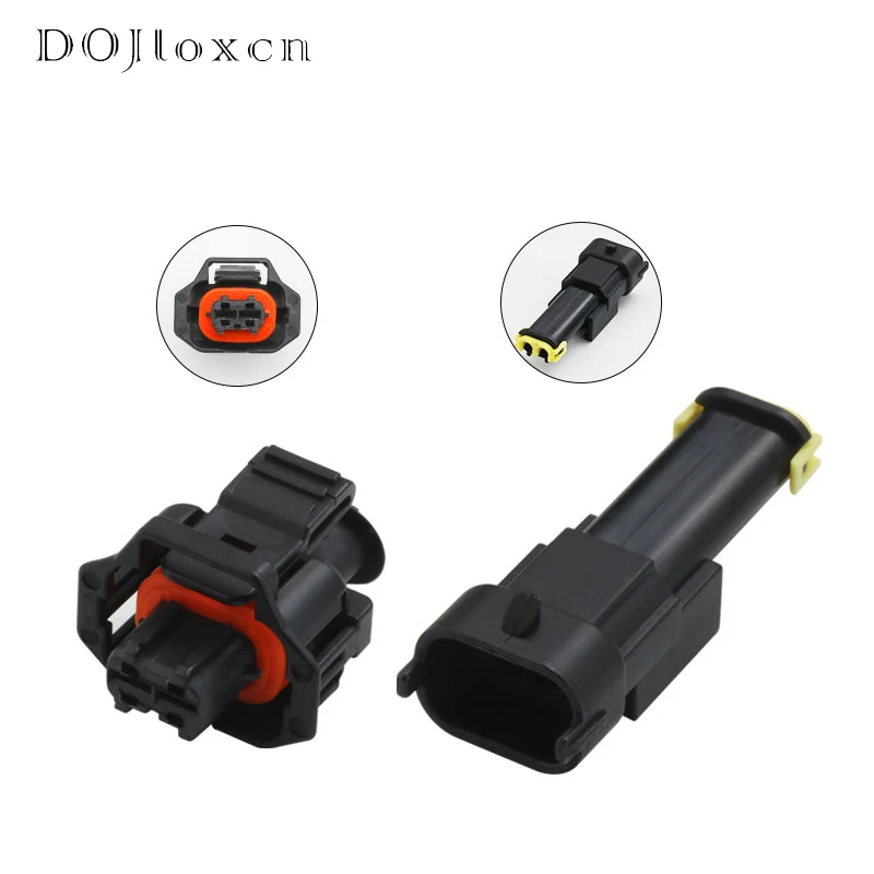 1/5/10/20/50/Sets 2 Pin Sensor Waterproof Black Male Female Connector Plug Wiring Harness Cable 3.5 MM Socket 1928403689