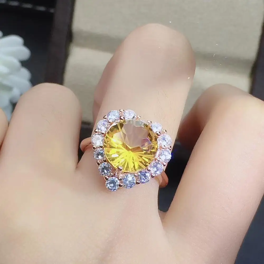 KJJEAXCMY เครื่องประดับ Citrine 925 เงินสเตอร์ลิงสร้อยคอจี้โซ่แหวนชุดยอดนิยม