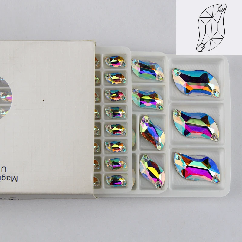 ALL SIZE S Shape crystal sew on rhinestone AB color glass sewing glass sewing 3254 diamond leaf sew-on stone for wedding dress