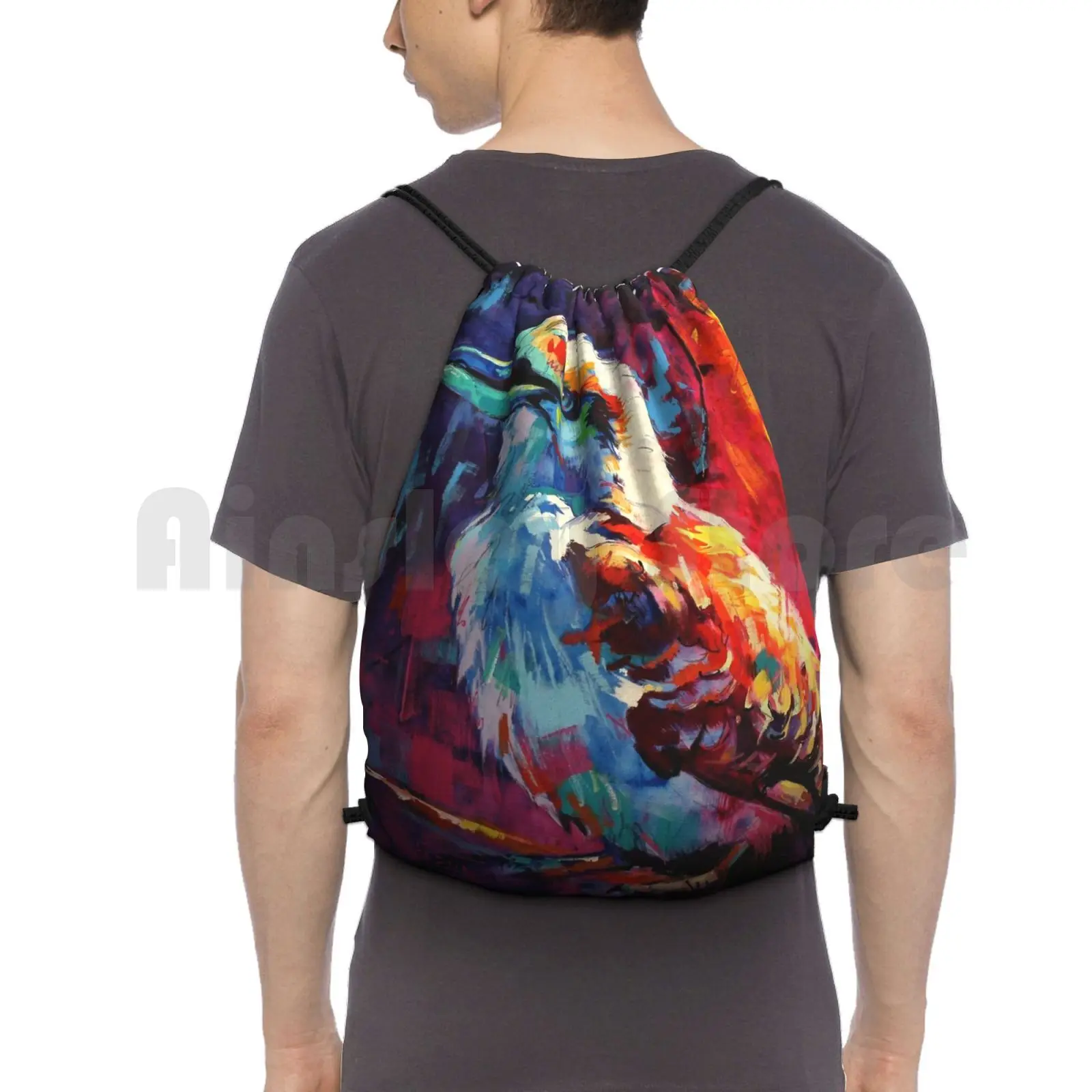 Kookaburra-Sits In The Old Gumtree Backpack Drawstring Bag Riding Climbing Gym Bag  Kookaburra Bird Laugh Portrait Colour