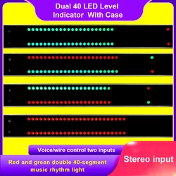 GHXAMP-indicador de nivel Dual 40 LED, Audio estéreo, espectro de música, verde, rojo, LED VU-Meter con Control de voz, DC5V con funda