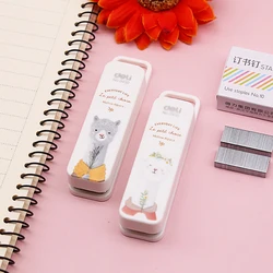 1set (1pc Stapler+ 800pcs Staples) Manual Mini Stapler 2 Colors Kawaii Staplers School Stationery Office Supplies(ss-1397)