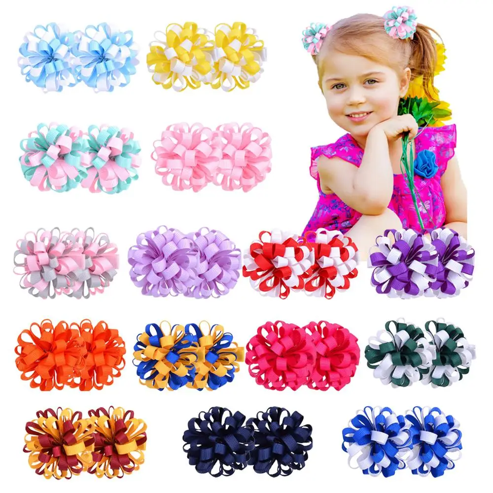 30PCS/15Pairs Baby Girls Hair Clips 2Inch Grosgrain Ribbon Hair Bows with Alligator Hair Clips Hair Accessories For Baby Girls