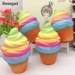 Besegad Jumbo Big Cute Kawaii Ice Cream Cone Food Squishy Squishi Slow Rising Toy for Adults Relieves Stress Anxiety Props