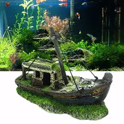 Aquarium Fish Tank Decorations Landscape Pirate Ship Wreck Ship Vintage Resin Design Boat Aquarium Accessories Home Decorations