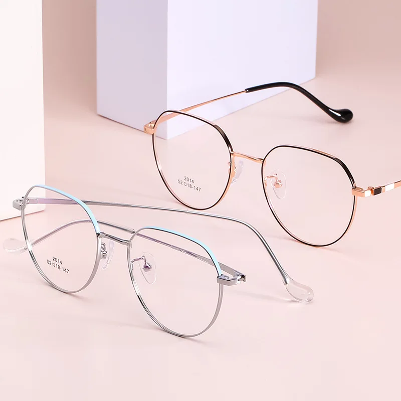 Women Anti Blue Light Blocking Computer Glasses Bicolor Titanium Alloy Frame Ladies Prescription Optics Myopia Hyperopia Eyewear