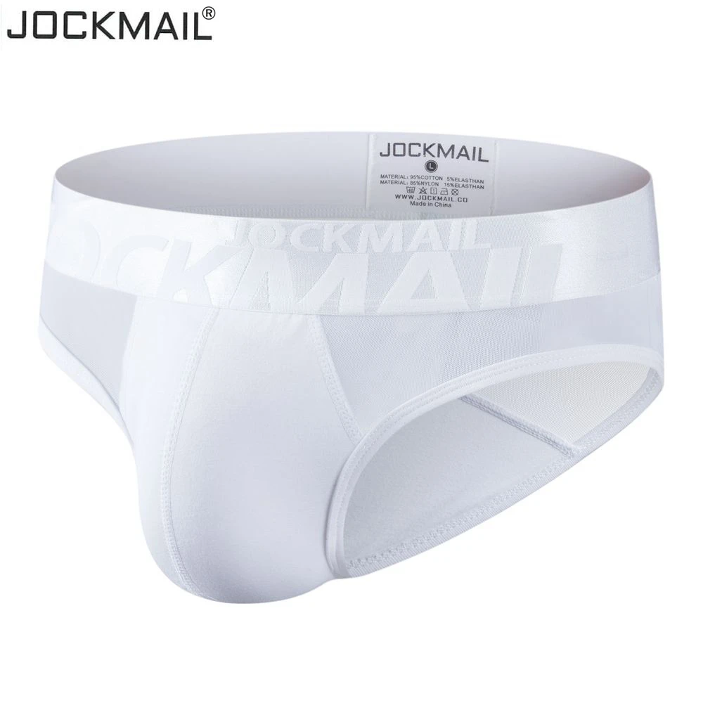 

JOCKMAIL Brand New Sexy Men Underwear Briefs Cotton Breathable Low Waist Panties Men Sexi Transparent Homme Jock Straps Gay Slip