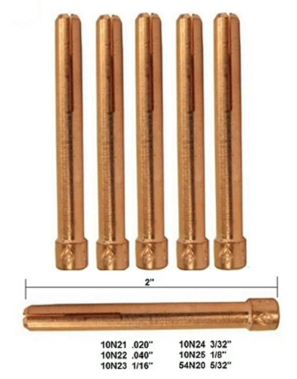 10N23 1/16 "1.6mm TIG COLLET Electrodes สำหรับ WP17 18 26 ไฟฉายเชื่อม TIG Series 10pcs