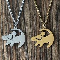 The Lion King Simba Necklace Stainless Steel Jewelry Remember Who You are Letters Choker Long Chain Fashion Jewelry Women Gift