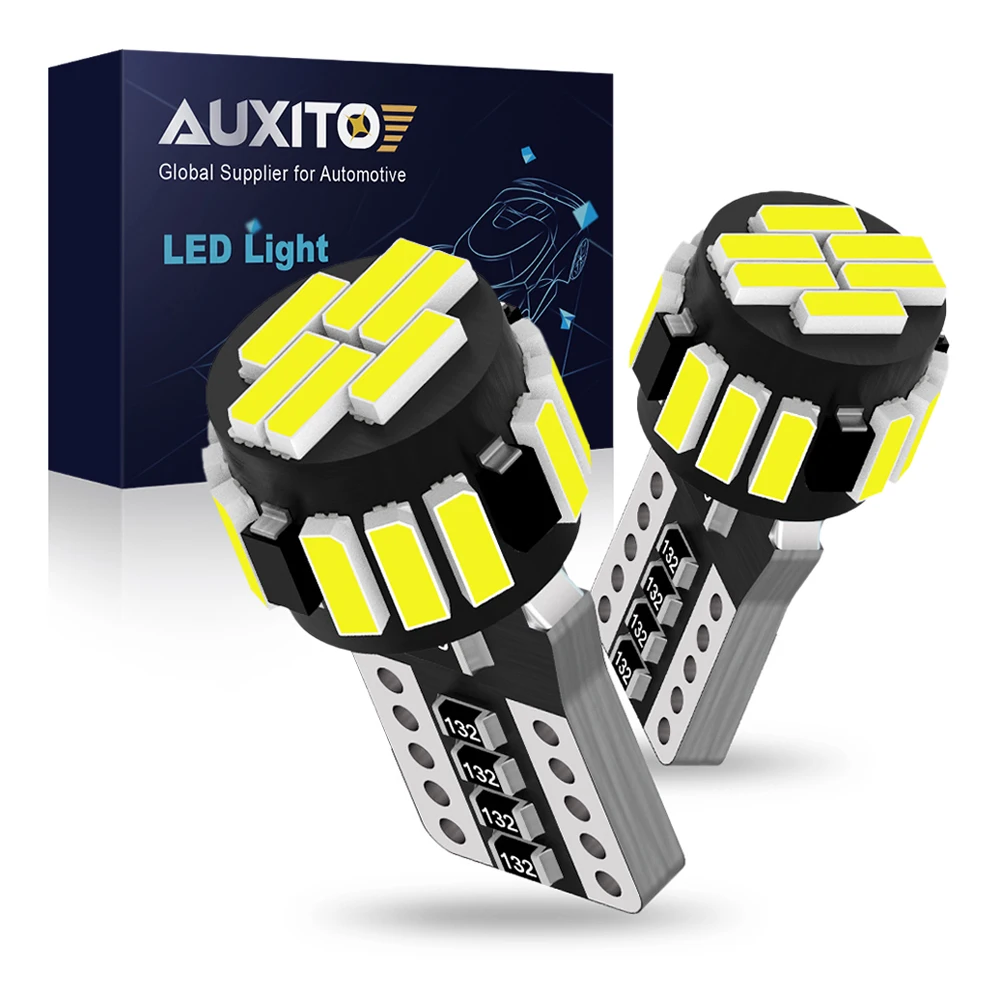 2Pcs AUXITO T10 LED Car Bulb Canbus Error Free W5W LED Lights Interior Lighting Position Parking Signal Lamp 12V