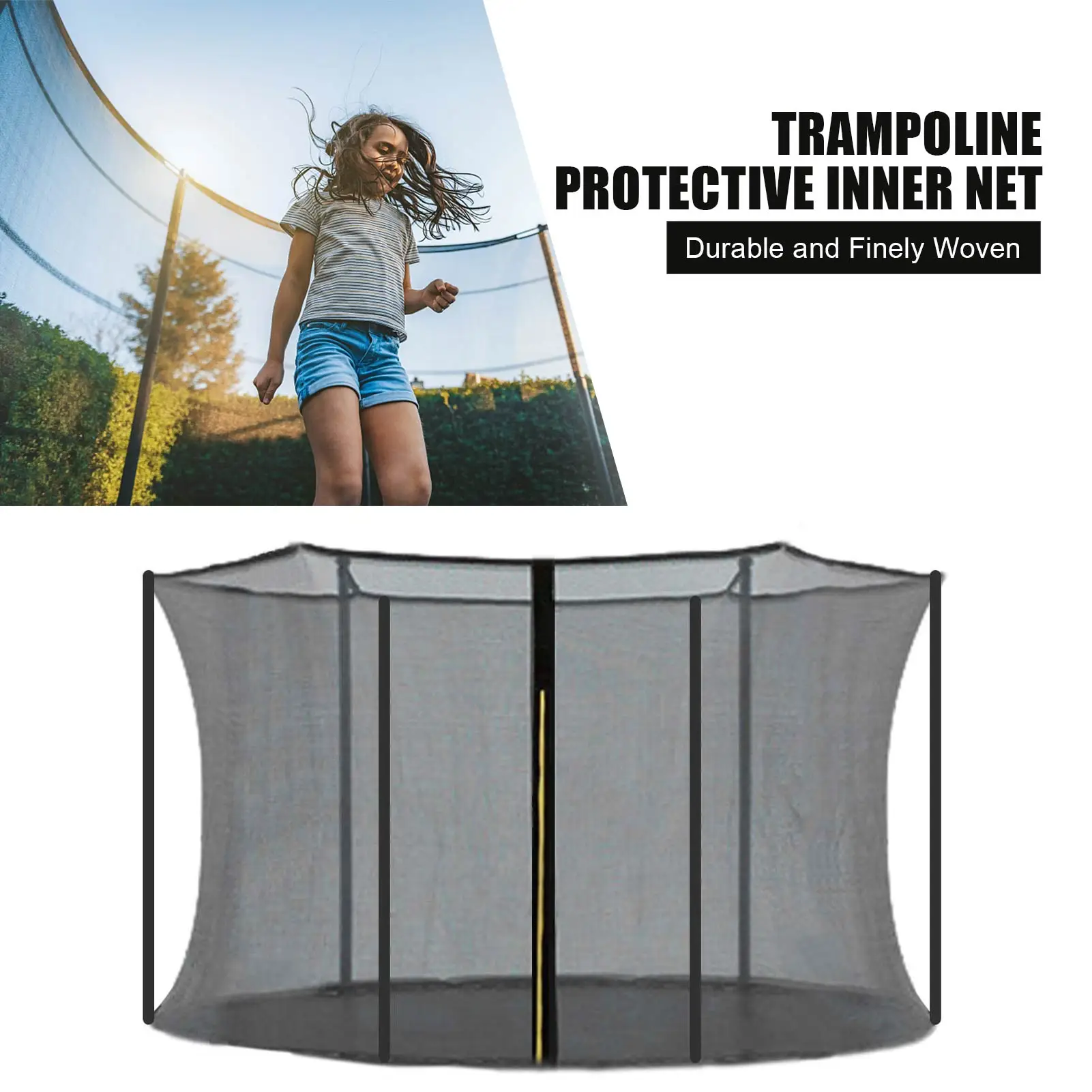 

10Ft/12Ft Trampoline Enclosure Net Children Trampoline Replacement Accessories Jumping Bed Inner Safety Fence Net 6/8 Poles