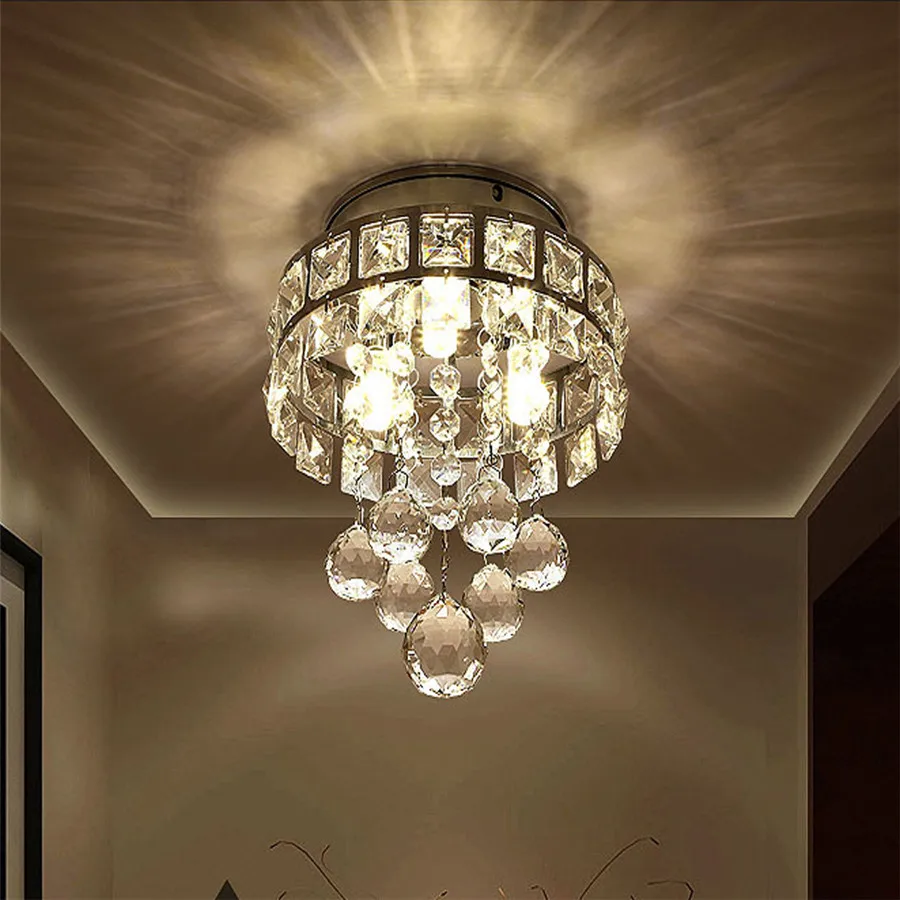 Crystal Led Ceiling Light for Living Room Home Aisle Bedroom Decorative Ceiling Lamp Indoor Lighting Fixtures Modern Chandeliers