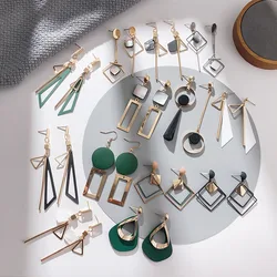 New Geometric Earrings Korean Fashion Vintage Metal Acrylic Dangle Hanging Earring Brincos Simple Accessories for Women Jewelry