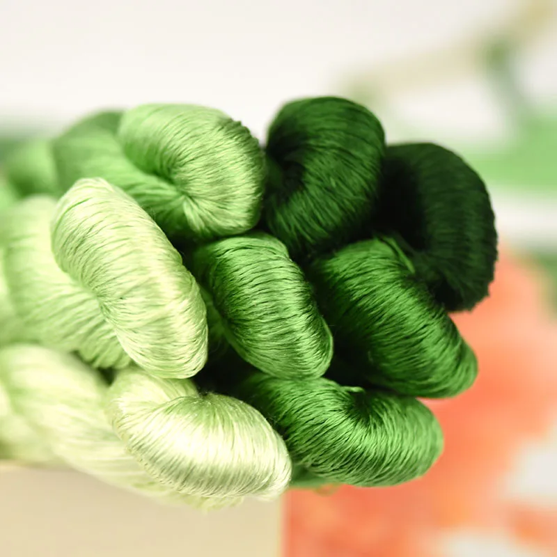 No.109 silk embroidery thread / 100% silk thread /hand embroidery embroider cross stitch/ Licorice green/8  gradient color