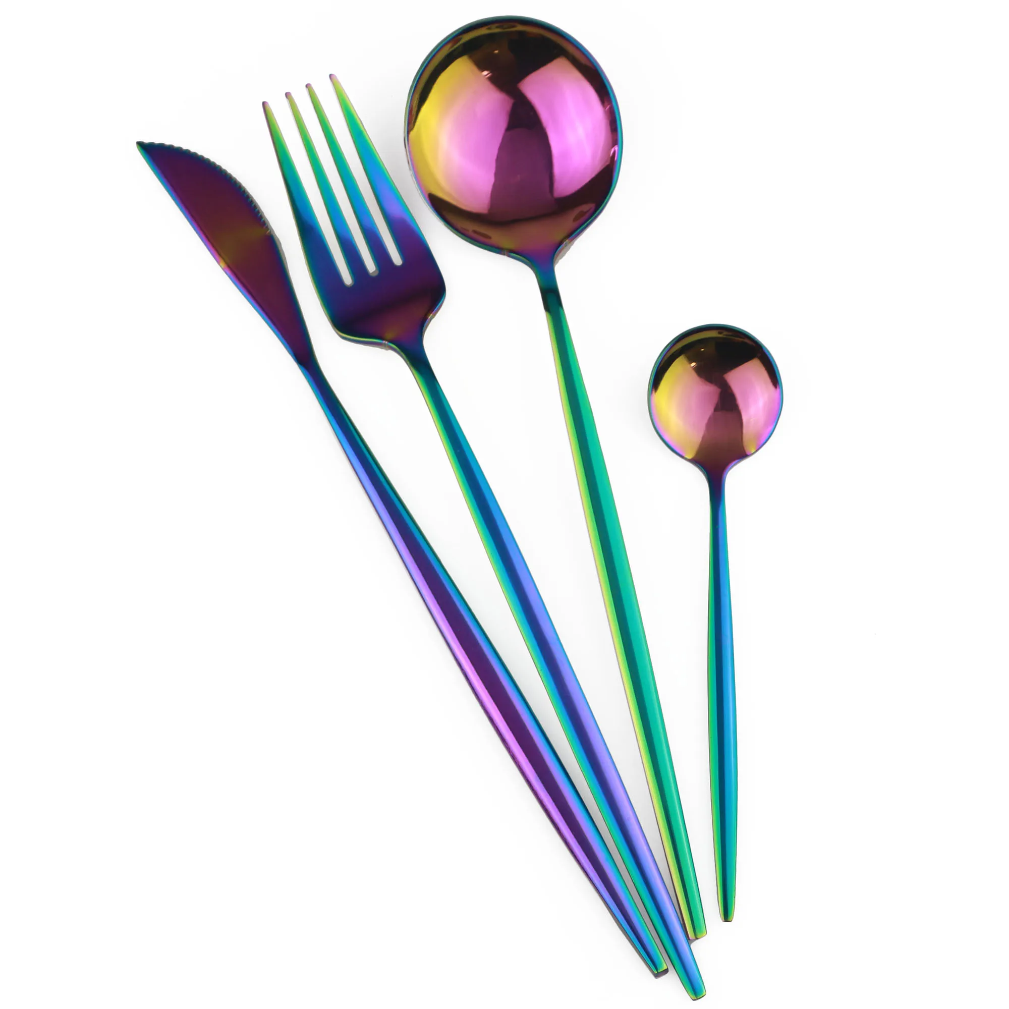 1Pc Stainless Steel Fork Knife Spoon Teaspoon Cutlery Rainbow Dinnerware Tableware Dinner Set Travel Silverware