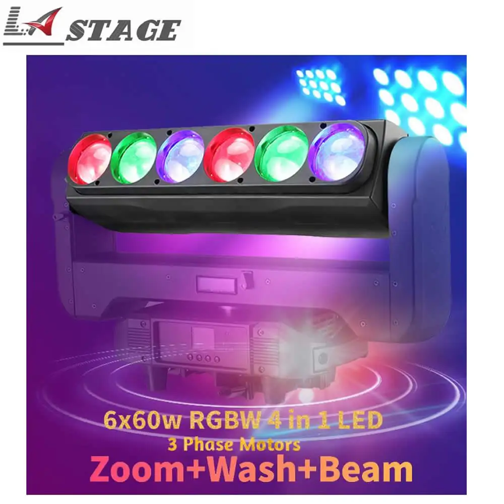 

China Supplier 6*60w 4in1 Zoom Wash Led Beam Moving Head Light Rotation Pixel Bar Moving Heads Stage DJ Lighting Shows Bars Club