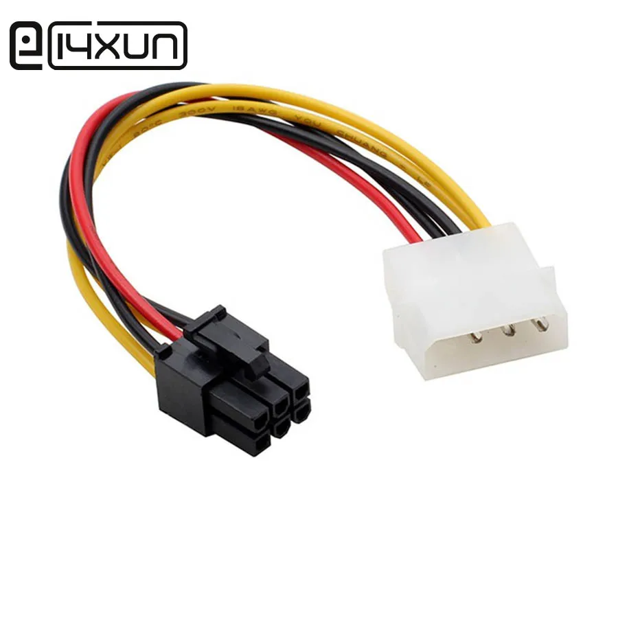 Eclyxun 1pcs 4Pin Molex to 6 Pin 5557 3.0mm Connector PCI-Express PCIE Video Card Power Converter Adapter Cable 15cm