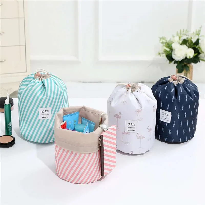 Oxford Makeup Storage Travel Large Capacity Organizer Bag Cylinder Wash Cosmetic Handbag Multi-Function Drawstring 2 More Bag