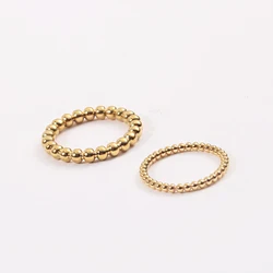 Fashion Small/Big Beads Rings for Women Titanium Steel Charm Gold Color Chrismas Gift Rings Party Gift for Girls