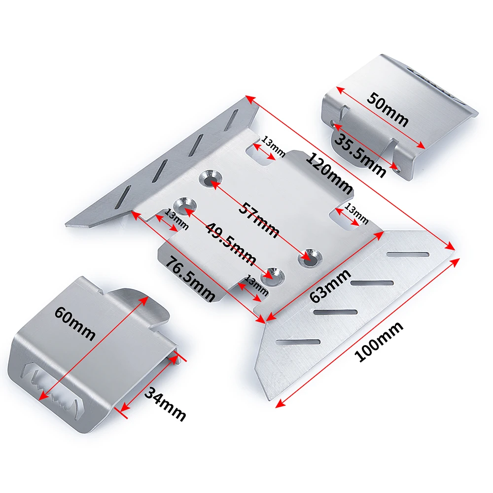 AXSPEED 섀시 아머 차축 보호 스키드 플레이트, 1/6 축 SCX6 AXI05000 랭글러 AXI05001 트레일 혼초 RC 크롤러 카용, 3 개