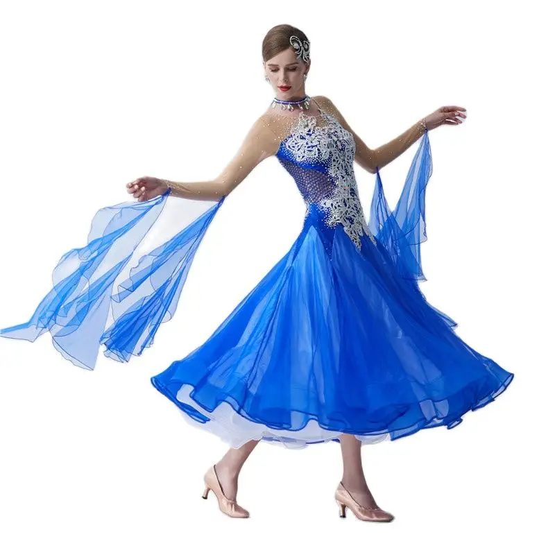 B-18553 New designs high quality adult women professional international standard competition ballroom dance dress for sale