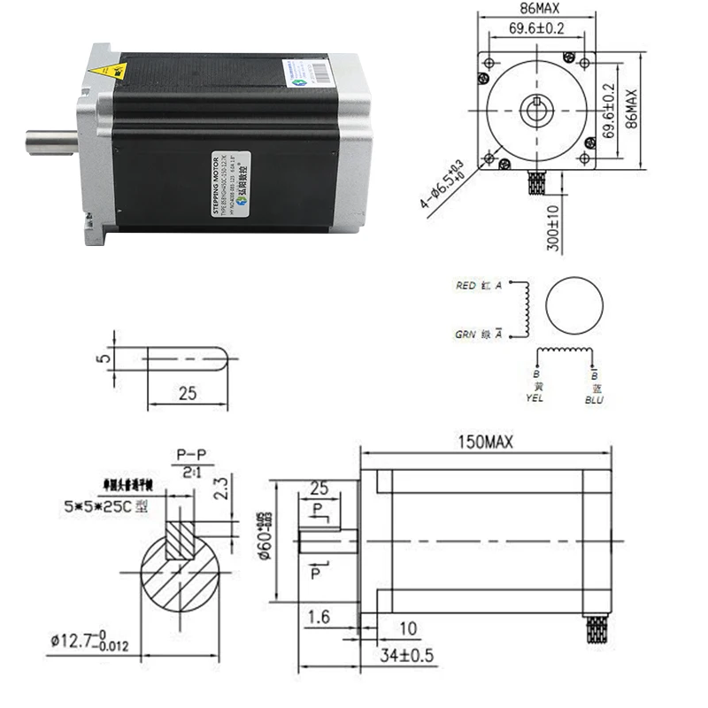 Nema 34 Stepping Motor 450C 2-Phase 12Nm 6.0A Drive Motor 4-Lead Cable For Laser Engraving Of CNC Woodworking Machine Tools