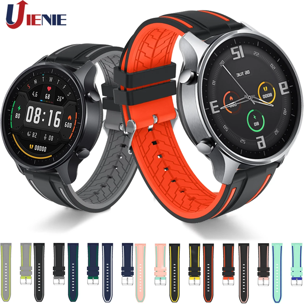 สายรัดข้อมือซิลิโคนสำหรับ Xiaomi Mi สีสมาร์ทนาฬิกาสร้อยข้อมือกีฬาสายรัดข้อมือสำหรับ Huami Amazfit Stratos 3 2/GTR 47 มม.