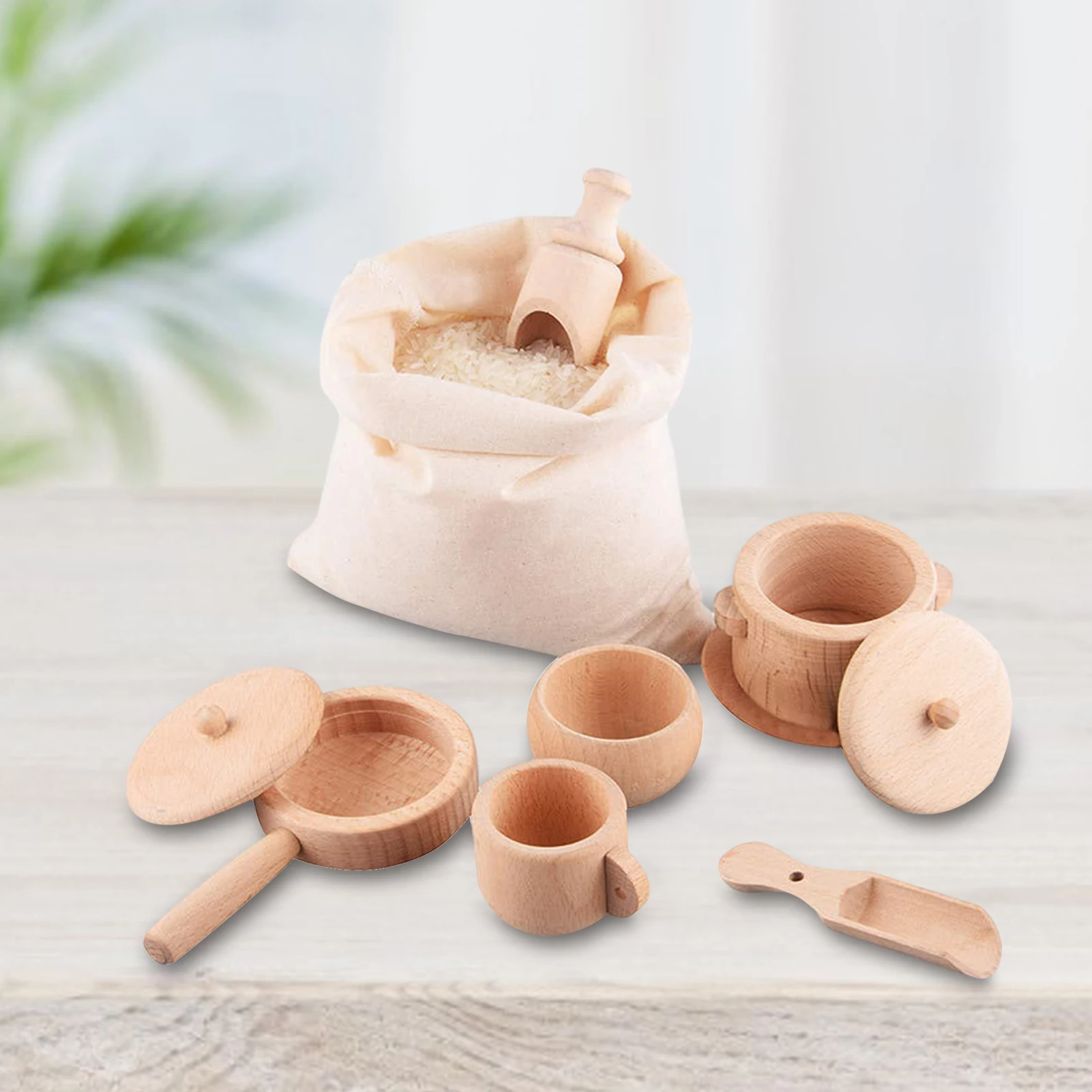 Strumenti per contenitori sensoriali in legno per abilità motorie Set di giocattoli per bambini giocattoli Montessori giocattoli per piatti in legno Mini scoop in legno