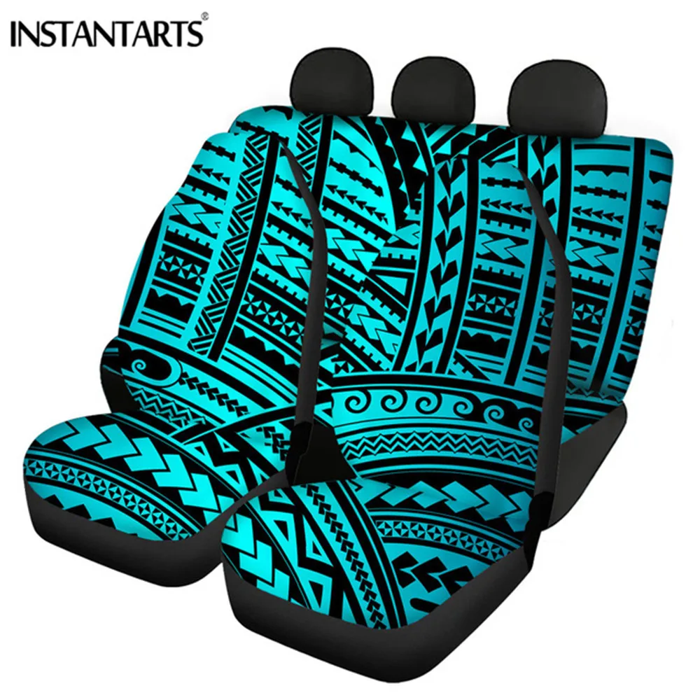 INSTANTARTS Polynesian Tribal Pattern Car Interior Decor Front and Back Car Seat Cushion Comfortable Soft Vehicle Seat Covers