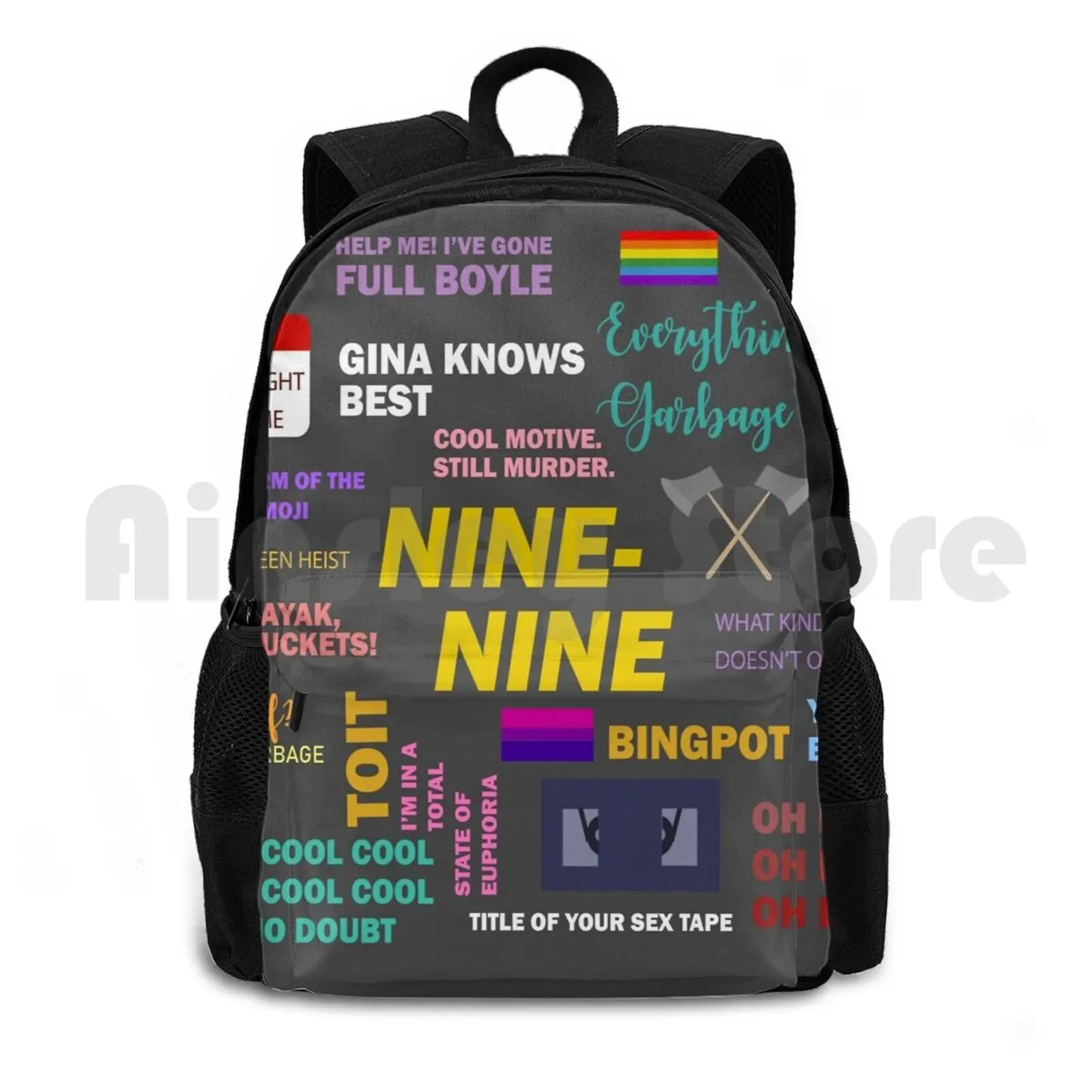 B99 Quotes Outdoor Hiking Backpack Waterproof Camping Travel Pride Bi B99 Brooklyn 99 Brooklyn Nine Nine Fun Funny Jake Peralta