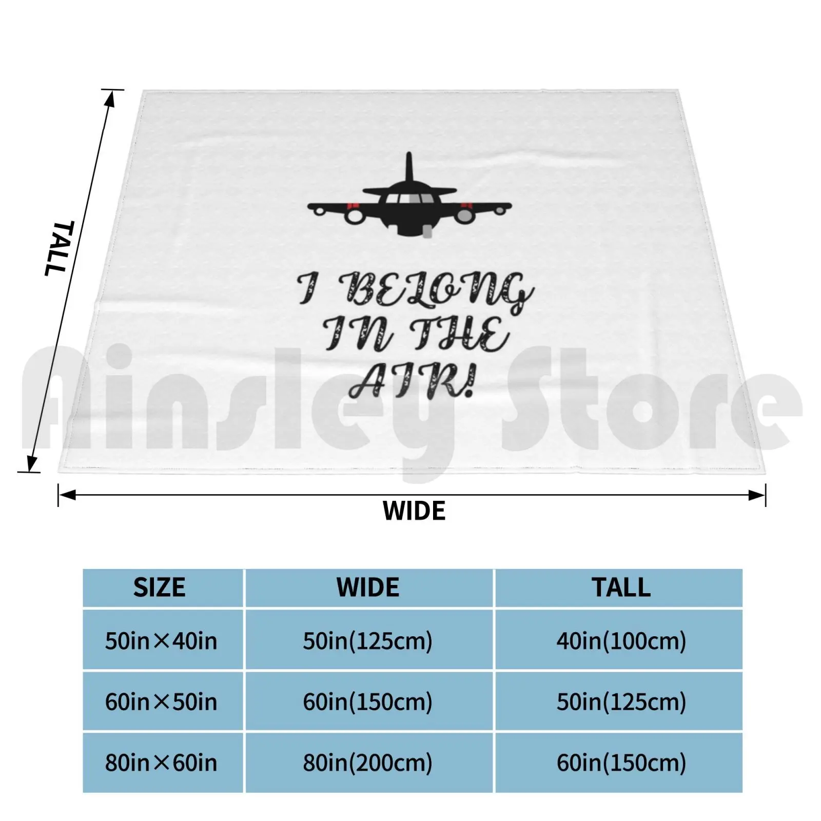 I Belong In The Air! Blanket Fashion Custom Flight Flight Attendant Stewardess Jet Pilot Air Hostess