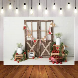 Mehofond Farm Sweet Strawberry Photography Background Vintage Wooden Door Brick Wall Baby Shower Backdrop Photocall Photo Studio