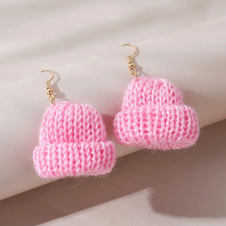 Hat Earrings, Beanie Earring, Winter Earrings, Warm and Fuzzy Earring, Christmas Knit Earrings, Funky Earring, Funny Quirky