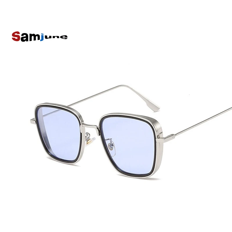 Samjune Luxury Kabir Singh India Movie Sunglasses Men Square Gold Frame Cool Sun Shades Brand Design Red Glasses for Male UV400